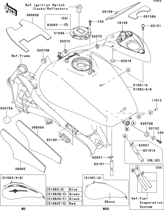 Fuel tank(1/4) Kawasaki VN1600 VN1600 Vulcan 1600 Mean Streak
