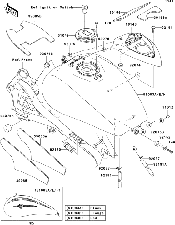 Fuel tank(1/2) Kawasaki VN1600 VN1600 Mean Streak