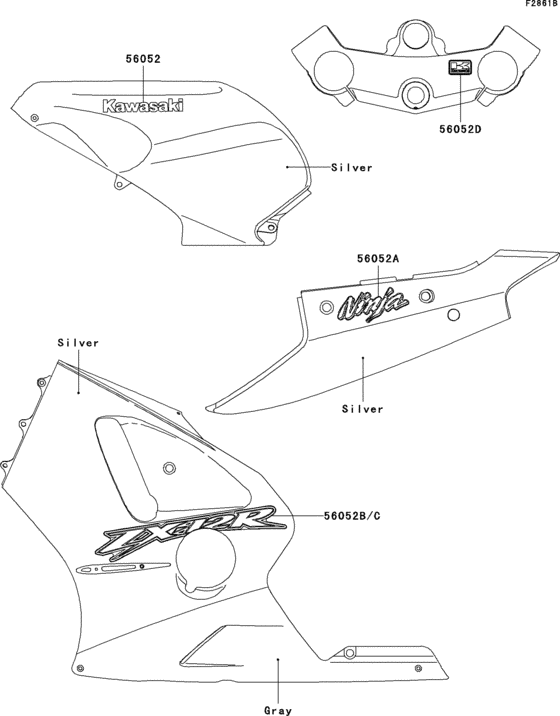 Decals(silver) Kawasaki ZX1200 ZX1200 Ninja ZX-12R