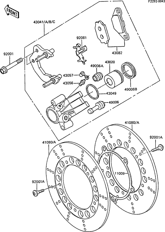 Передний тормоз Kawasaki EX305 EX305 GPZ305 Belt drive