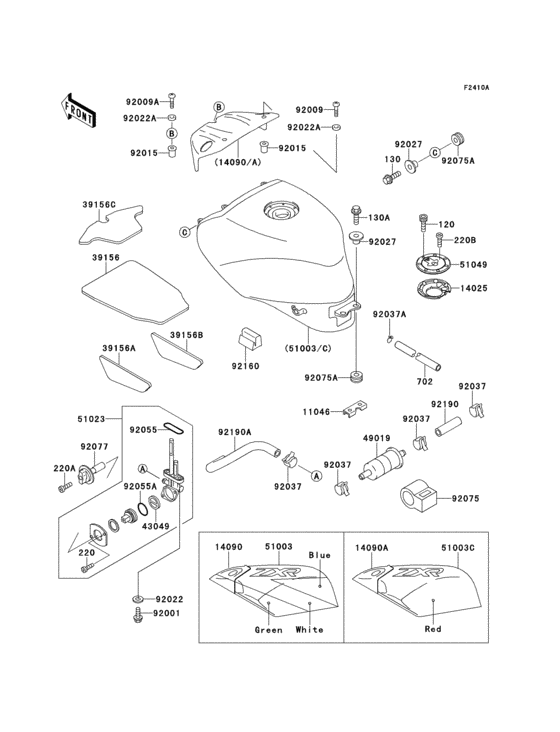 Fuel tank(1/2)(zx400-l2) Kawasaki ZX400 ZX400 ZXR400 Fuel tank(1/2)(zx400-l2) Kawasaki ZX400 ZX400 ZXR400