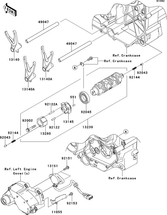 Gear change drum/shift fork(s) Kawasaki VN1700 VN1700 Vulcan 1700 Voyager