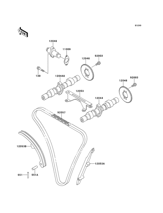 Распредвал &amp; Цепь ГРМ &amp; Натяжитель Kawasaki ER500 ER500 ER-5