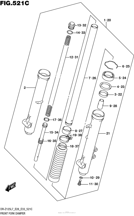 Вилка передней оси (Dr-Z125L E33) Suzuki DR-Z125 DR-Z125L