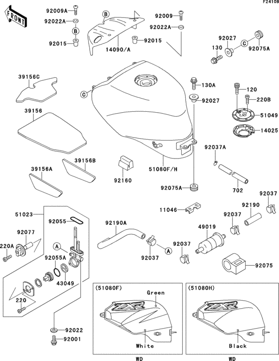 Fuel tank(1/2)(zx400-l8) Kawasaki ZX400 ZX400 ZXR400