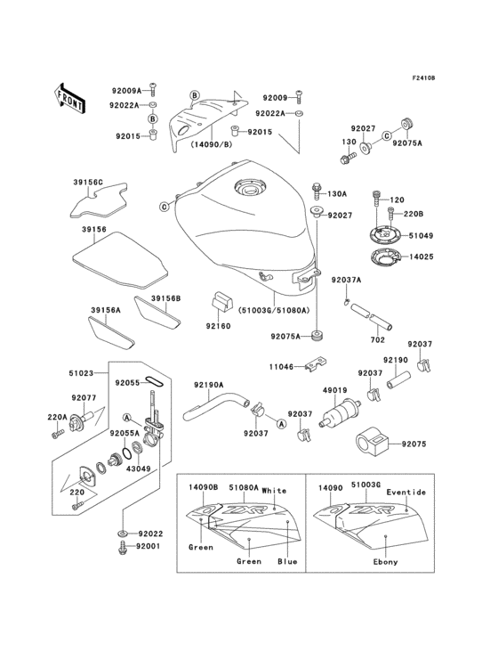 Fuel tank(1/2)(zx400-l3) Kawasaki ZX400 ZX400 ZXR400