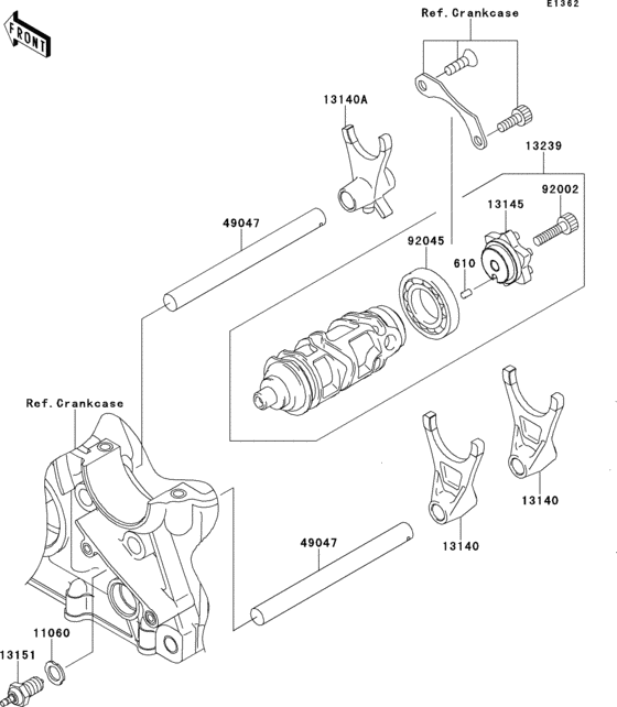 Gear change drum/shift fork(s) Kawasaki ZR750 ZR750 Z750