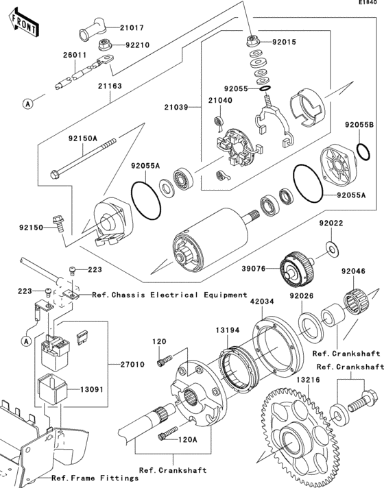 Starter motor Kawasaki VN1600 VN1600 Vulcan 1600 Mean Streak