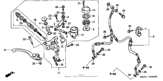 Передний тормозной цилиндр Honda RVT1000R RVT1000R RVT RC51 Передний тормозной цилиндр Honda RVT1000R RVT1000R RVT RC51