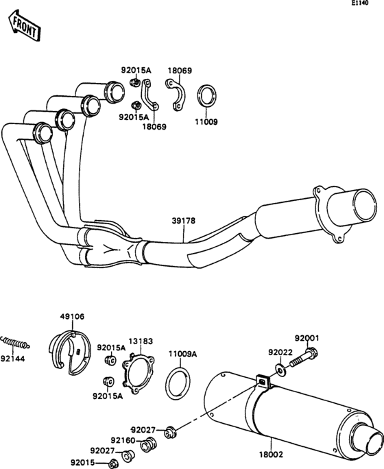 Выхлопная система (s) Kawasaki ZX750 ZX750 ZXR750