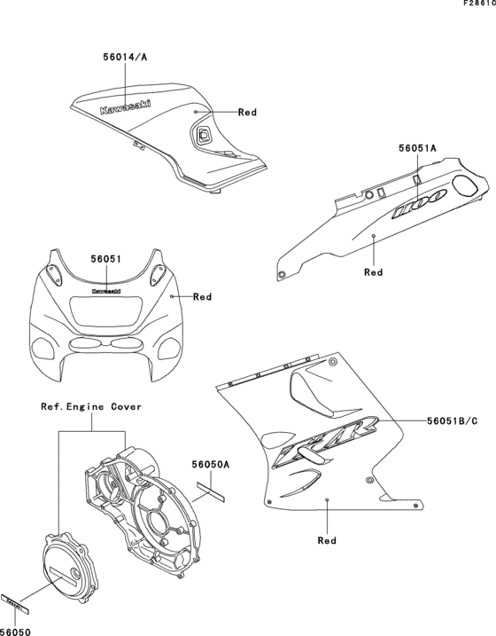 Decals(red)(zx1100-d4) Kawasaki ZX1100 ZX1100 ZZ-R1100