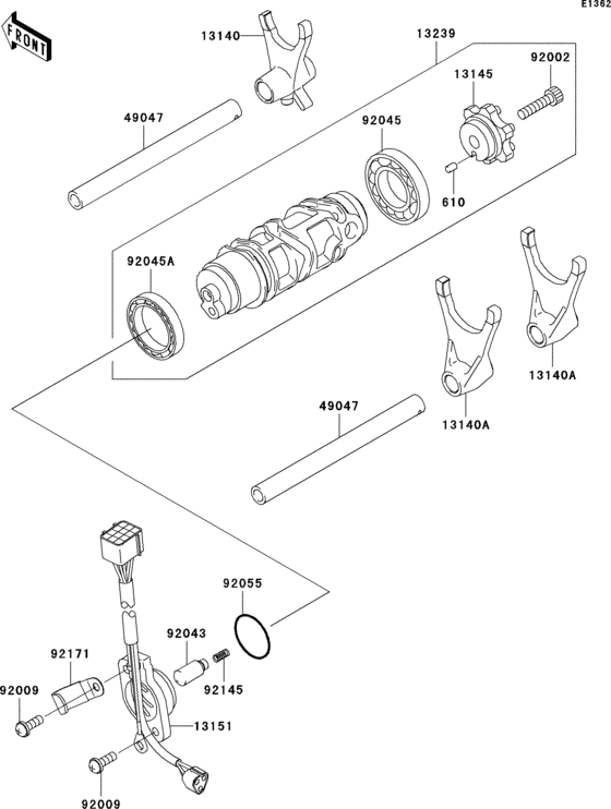 Gear change drum/shift fork(s) Kawasaki ZX1200 ZX1200 Ninja ZX-12R Gear change drum/shift fork(s) Kawasaki ZX1200 ZX1200 Ninja ZX-12R