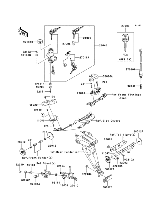 Ignition switch/locks/reflectors Kawasaki ZX600 ZX600 Ninja ZX-6R