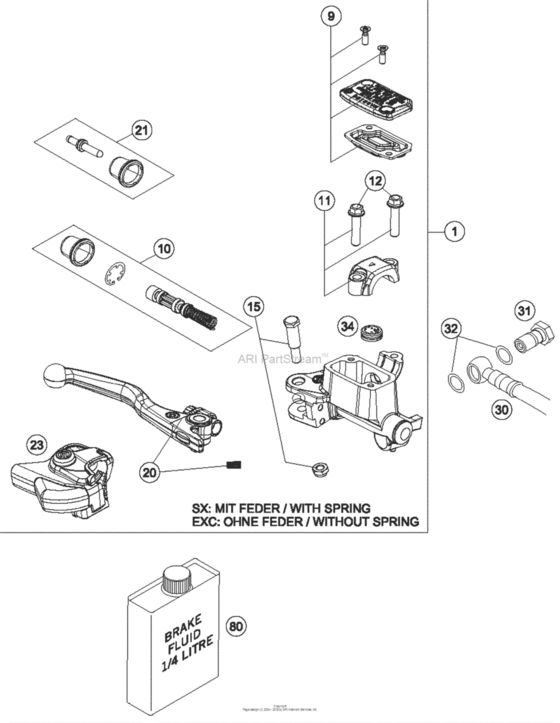 Hand Brake Cylinder KTM 450 450 SX-F CHASSIS 450 SX-F