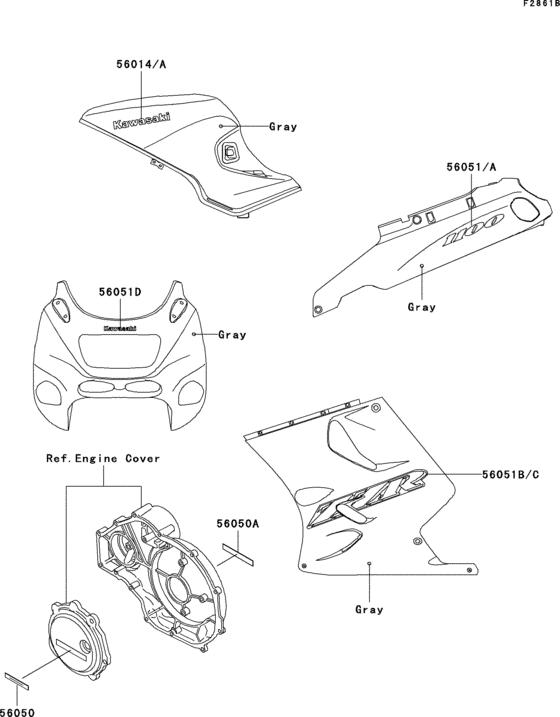 Decals(gray)(zx1100-d5) Kawasaki ZX1100 ZX1100 ZZ-R1100