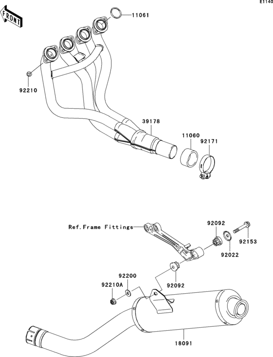 Выхлопная система (s) Kawasaki ZR750 ZR750 Z750