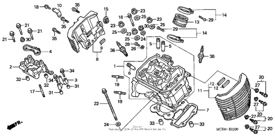 Головка цилиндра (Передняя) Honda VT750 VT750DCA AC Shadow Spirit