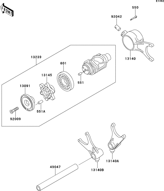 Gear change drum/shift fork(s) Kawasaki VN1500 VN1500 Vulcan 1500 Nomad