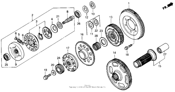 Primary drive gear Honda GL1500 GL1500A Gold Wing Aspencade