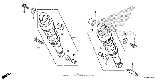 Rear shock absorber (2) Honda VT750 VT750C2F Shadow Spirit
