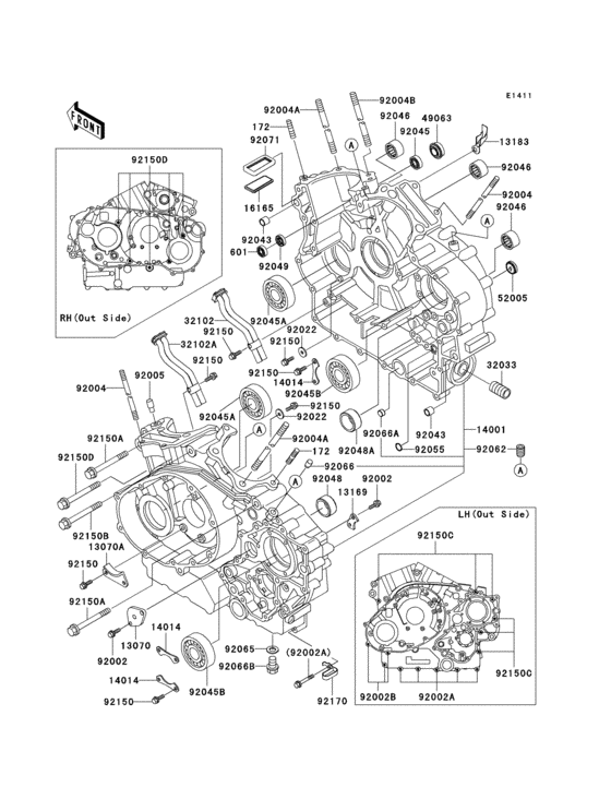 Картер двигателя (1/2) Kawasaki VN1500 VN1500 Vulcan 1500 Classic