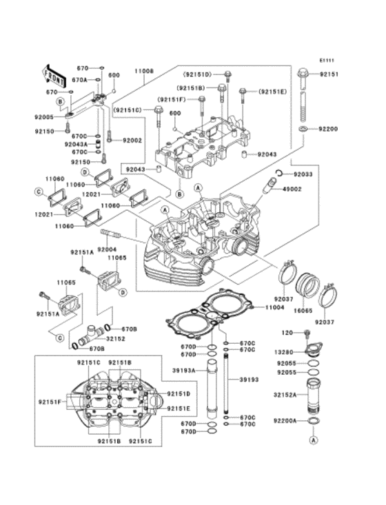 Головка цилиндра Kawasaki EJ650 EJ650 W650