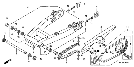 Swingarm/chain case Honda CB1300 CB1300S (ABS) Super Bol d'Or