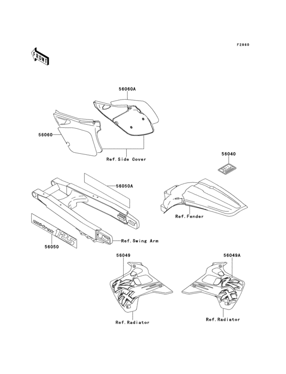 Информационные наклейки Kawasaki KX125 KX125