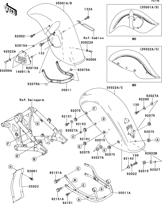 Fenders(1/2) Kawasaki VN800 VN800 Vulcan 800 Drifter