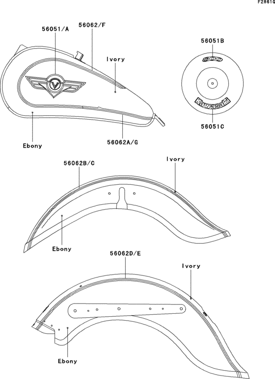 Decals(ebony/ivory)(vn800-b4) Kawasaki VN800 VN800 Vulcan 800 Classic