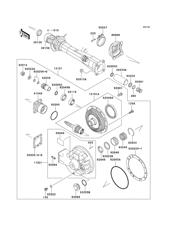 Drive shaft/final gear(1/2) Kawasaki ZG1000 ZG1000 Concours