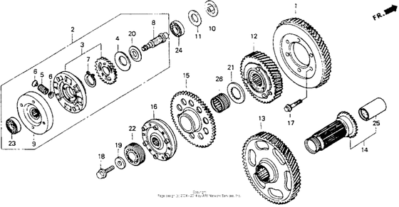 Primary drive gear Honda GL1500 GL1500A Gold Wing Aspencade