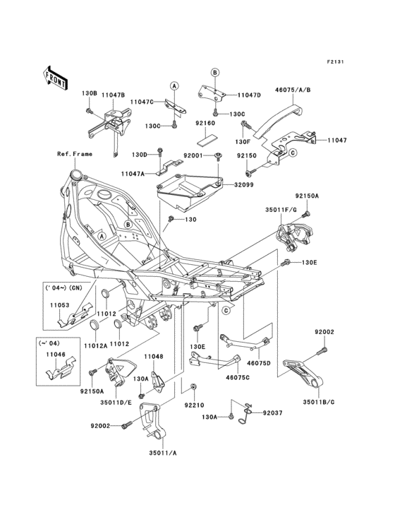 Frame fittings(1/2) Kawasaki ZX600 ZX600 Ninja ZX-6