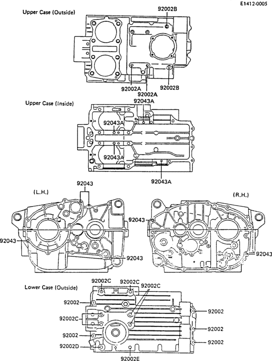Болты картера двигателя Kawasaki EX305 EX305 GPZ305 Belt drive