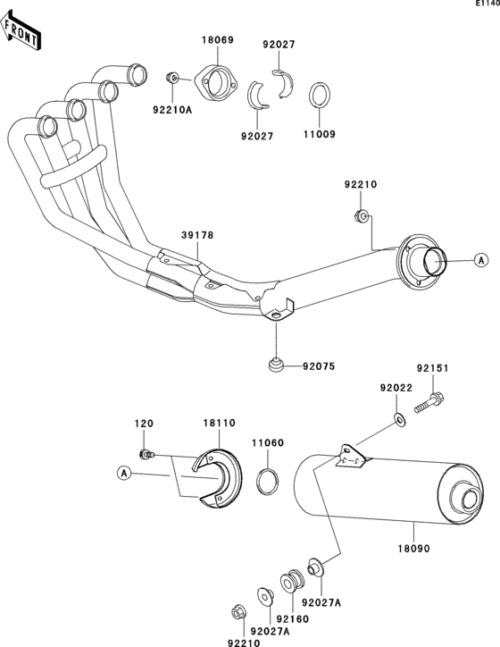 Выхлопная система (s) Kawasaki ZR750 ZR750 ZR-7