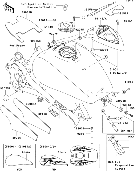 Fuel tank(1/5)(b6f/b7f/b7fa) Kawasaki VN1600 VN1600 Vulcan 1600 Mean Streak