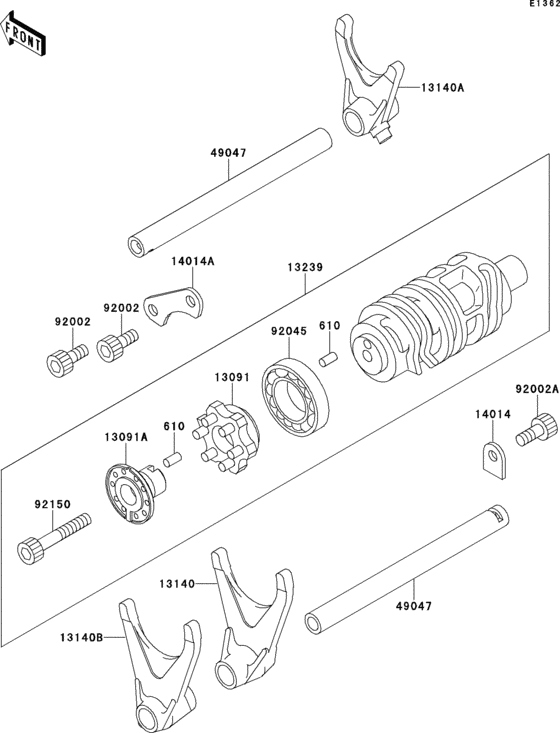 Gear change drum/shift fork(s) Kawasaki ZX750 ZX750 Ninja ZX-7R
