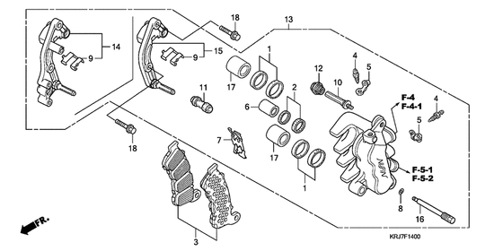 Передний тормозной суппорт Honda FES125 FES125 (ABS) S-Wing