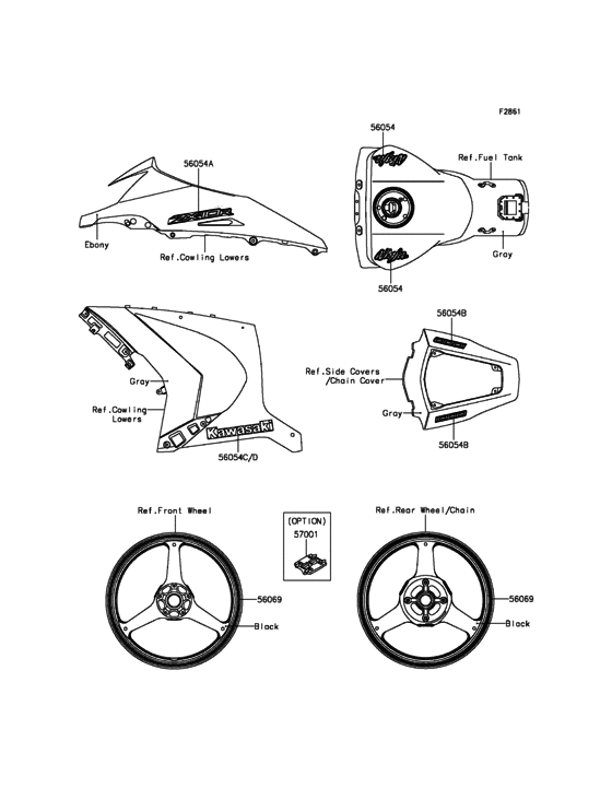 Decals(Gray) Kawasaki ZX1000 ZX1000 Ninja ZX-10R