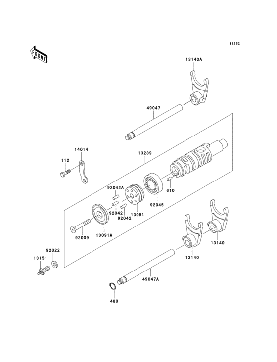 Gear change drum/shift fork(s) Kawasaki KZ1000 KZ1000 Police