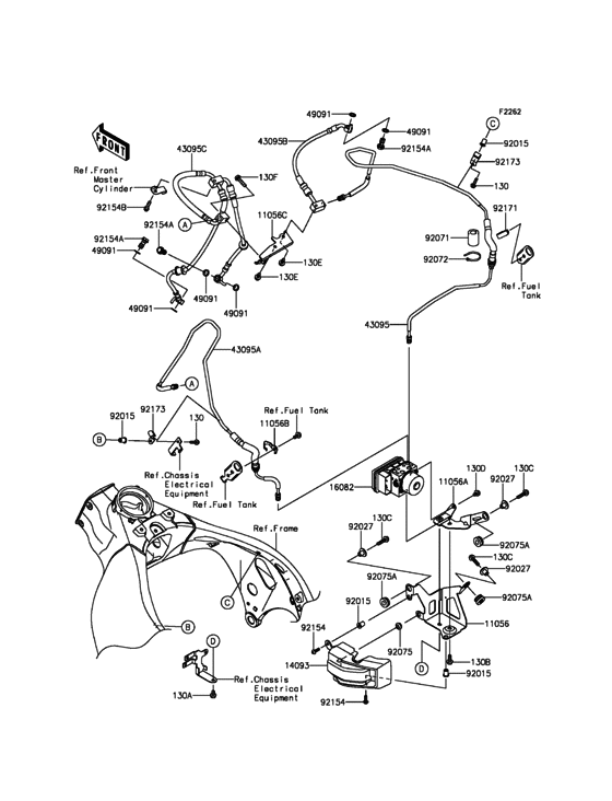 Brake Piping Kawasaki ZX1000 ZX1000 Ninja ZX-10R ABS Winter Test Edition