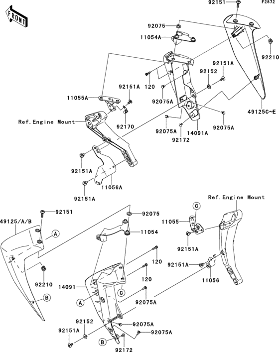 Нижний обтекатель Kawasaki ZR750 ZR750 Z750R Нижний обтекатель Kawasaki ZR750 ZR750 Z750R