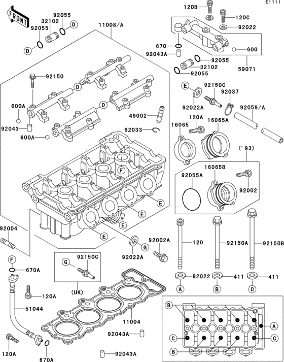 Cylinder head(1/2) Kawasaki ZX400 ZX400 ZXR400