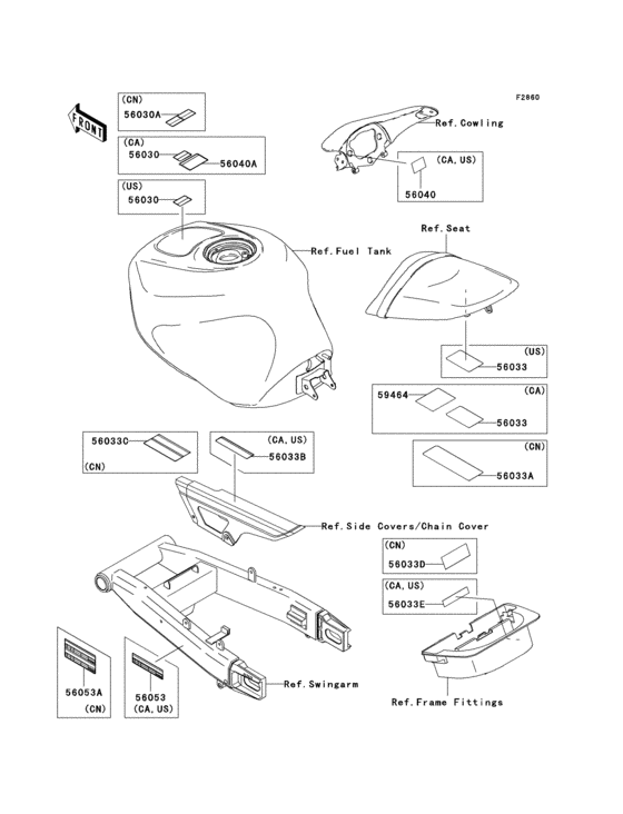Информационные наклейки Kawasaki ZX600 ZX600 Ninja ZX-6RR