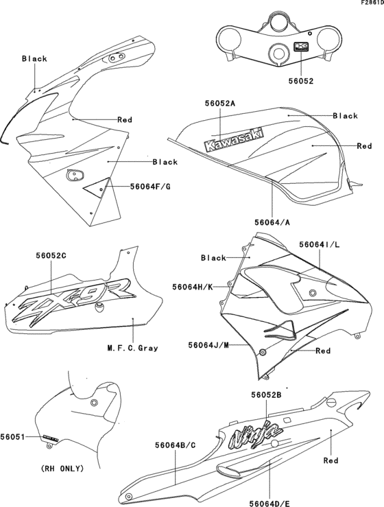 Decals(zx900-e2p)(red/black) Kawasaki ZX900 ZX900 Ninja ZX-9R