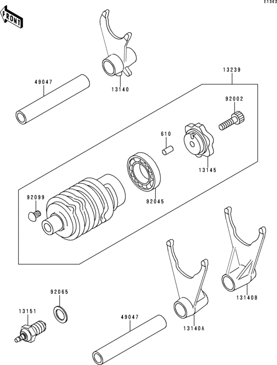 Gear change drum/shift fork(s) Kawasaki ZX400 ZX400 ZXR400 Gear change drum/shift fork(s) Kawasaki ZX400 ZX400 ZXR400