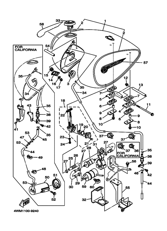 Топливный бак Yamaha XV1600 XV1600AT XV1600ATL Road Star Silverado