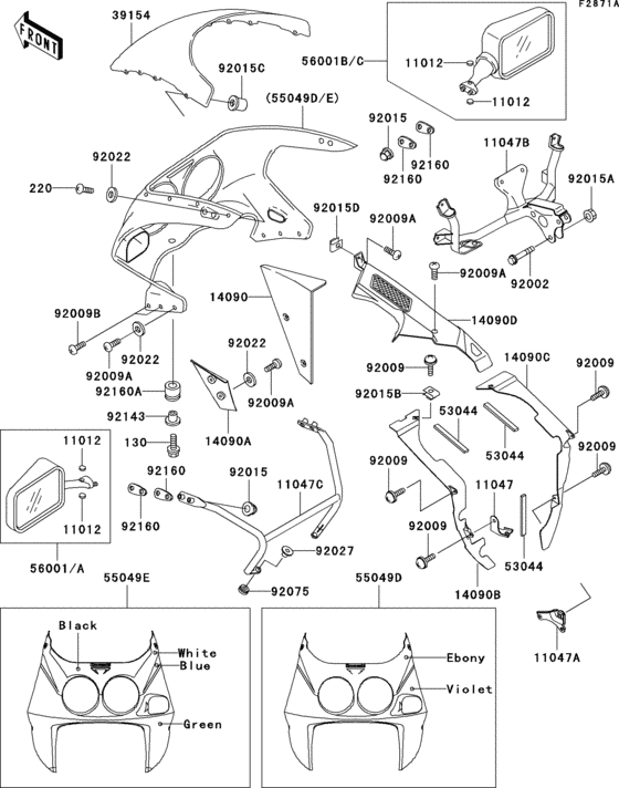 Cowling(1/2)(zx750-l2) Kawasaki ZX750 ZX750 Ninja ZX-7