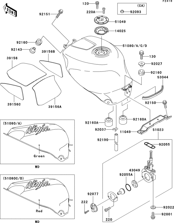 Fuel tank(1/2)(zx750-p1) Kawasaki ZX750 ZX750 Ninja ZX-7R