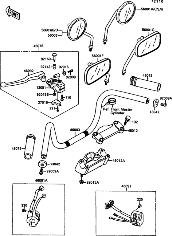 Руль (1/2) Kawasaki EN500 EN500 Vulcan 500